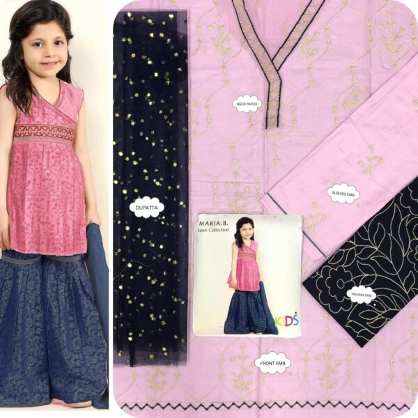 MARIA.B , LAAM* kids luxury cotton lawn embroidered unstiched 3pc✓ - Image 22