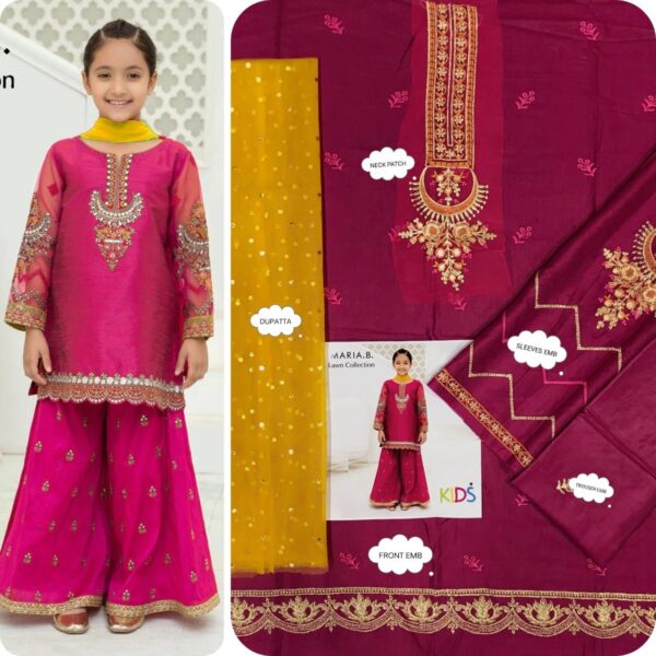 MARIA.B , LAAM* kids luxury cotton lawn embroidered unstiched 3pc✓ - Image 20