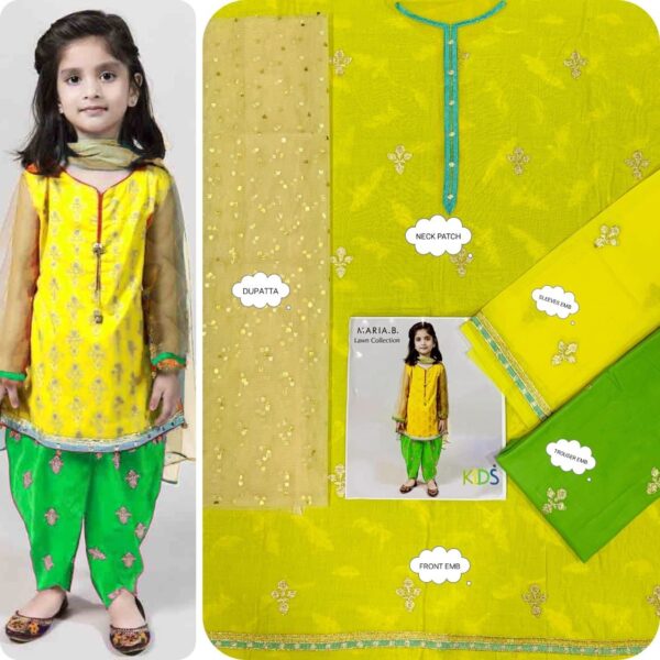 MARIA.B , LAAM* kids luxury cotton lawn embroidered unstiched 3pc✓ - Image 18