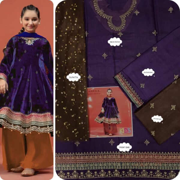 MARIA.B , LAAM* kids luxury cotton lawn embroidered unstiched 3pc✓ - Image 17