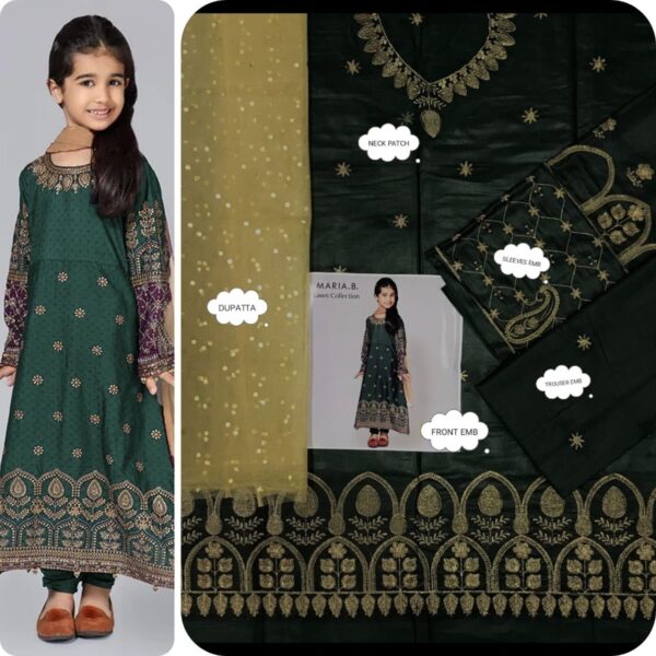 MARIA.B , LAAM* kids luxury cotton lawn embroidered unstiched 3pc✓ - Image 26
