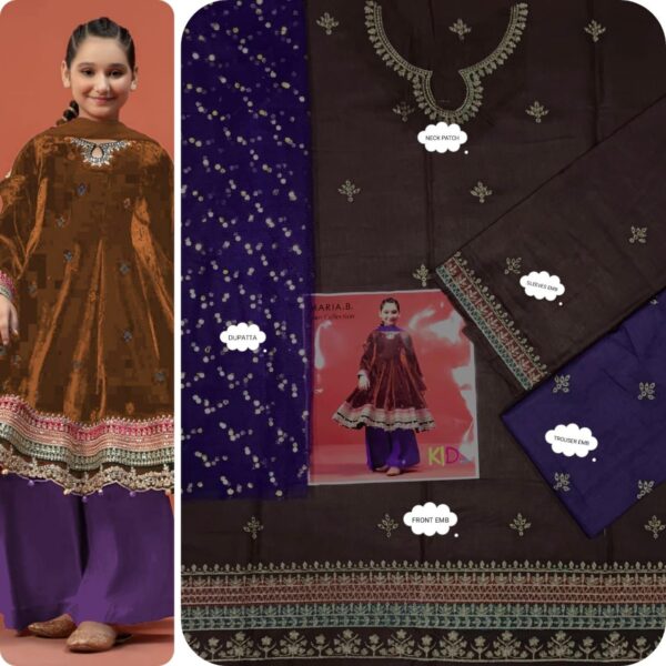 MARIA.B , LAAM* kids luxury cotton lawn embroidered unstiched 3pc✓ - Image 15