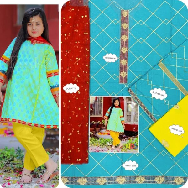 MARIA.B , LAAM* kids luxury cotton lawn embroidered unstiched 3pc✓ - Image 13