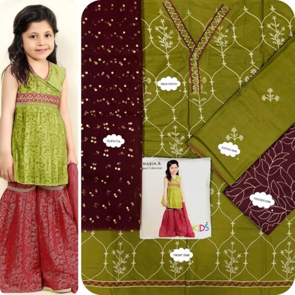 MARIA.B , LAAM* kids luxury cotton lawn embroidered unstiched 3pc✓ - Image 12