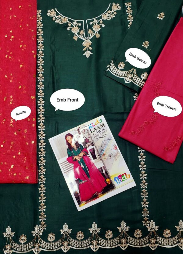 MARIA.B , LAAM* kids luxury cotton lawn embroidered unstiched 3pc✓ - Image 8