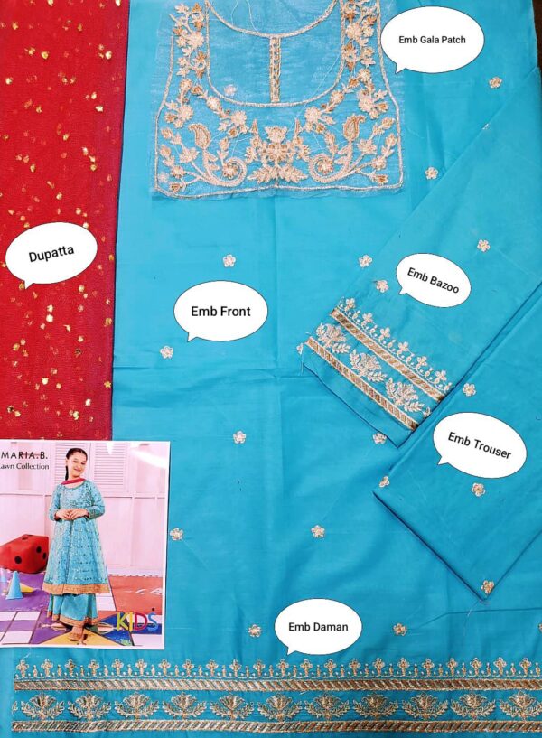 MARIA.B , LAAM* kids luxury cotton lawn embroidered unstiched 3pc✓ - Image 4