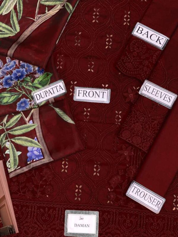 ✨ BRAND: SOBIA NAZEER – Luxury Cotton Chikankari Eid Jora (Unstitched 3PC) ✨ - Image 4