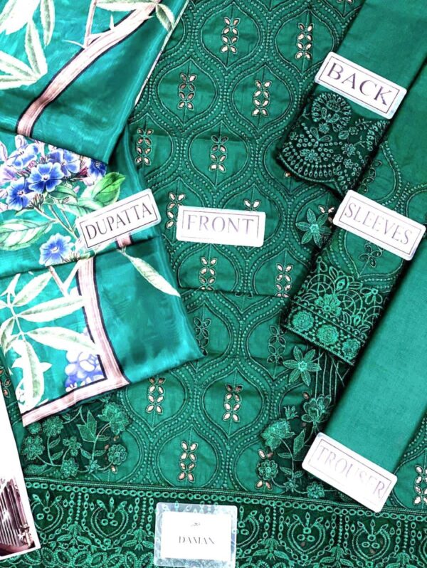 ✨ BRAND: SOBIA NAZEER – Luxury Cotton Chikankari Eid Jora (Unstitched 3PC) ✨ - Image 2