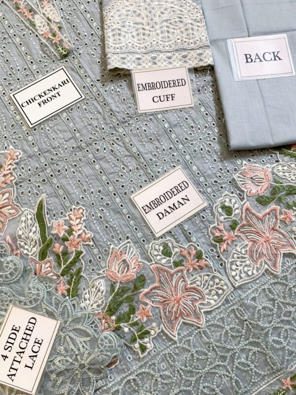 *RANG RASIYA*  cotton chikankari embroidered summer unstitced 3pc - Image 4