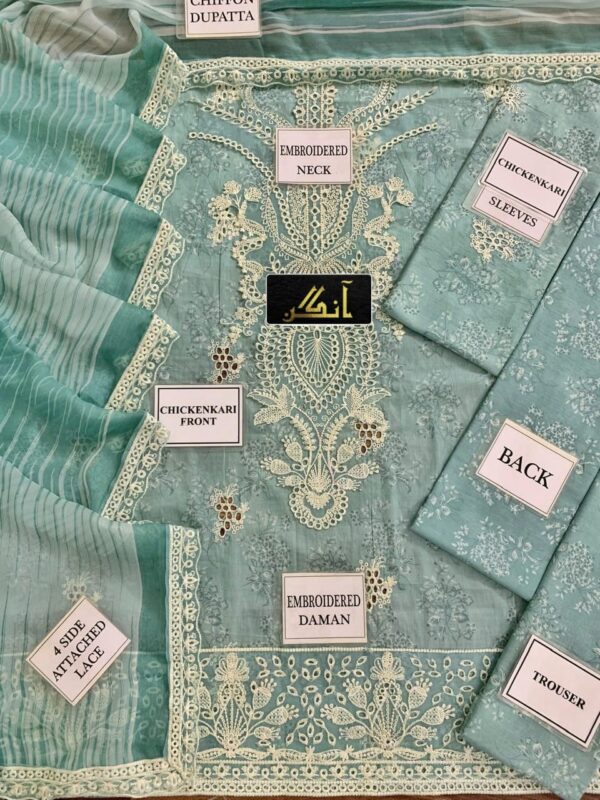 AFROZEH  Brand || chikankari embriodered lawn unstitced 3pc✓ - Image 10
