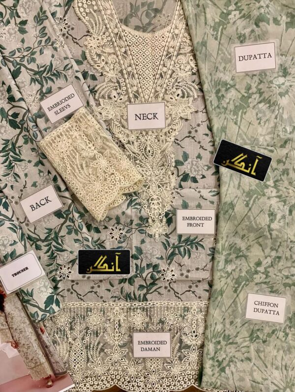 AFROZEH  Brand || chikankari embriodered lawn unstitced 3pc✓ - Image 6